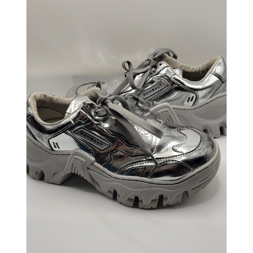 Silver Metallic Rombaut Bocaccio Womens Lace Up Sneakers Size 36